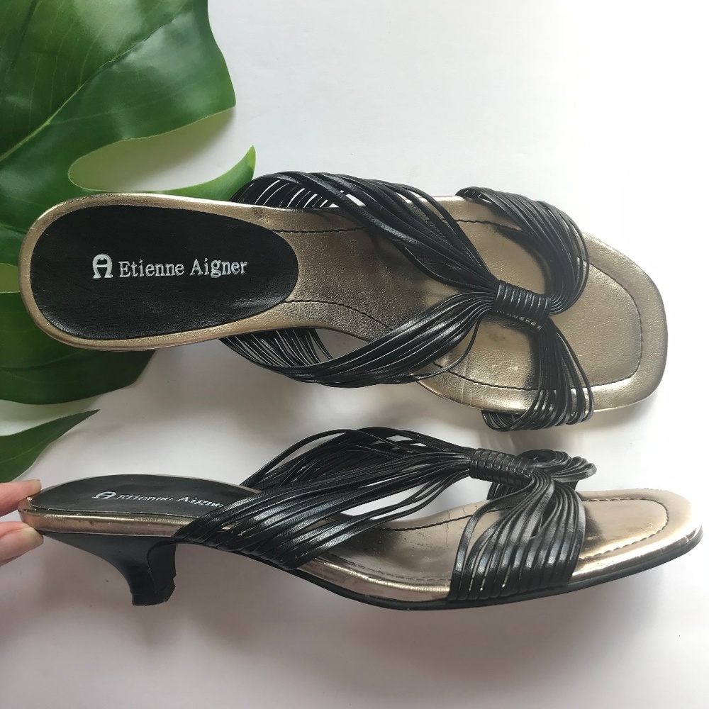 Etienne Aigner Sandals, Black Strappy Sandals
